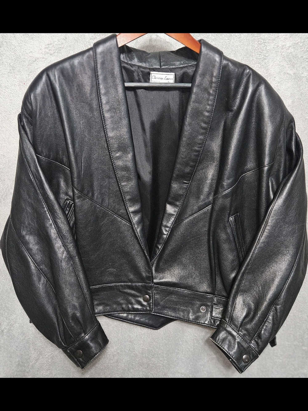 Vintage Christian Lauren NY Paris  Leather Cropped Jacket 80's  Size L